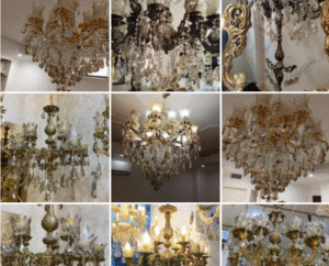 ضایعات آینه و شمعدان برنجی