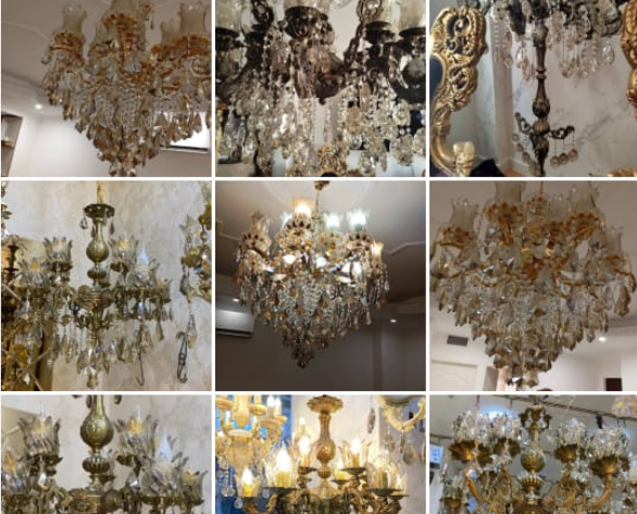 ضایعات آینه و شمعدان برنجی